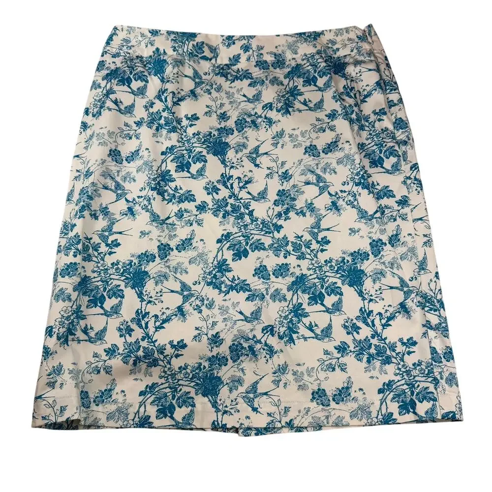 Garnet Hill Toile Pencil Skirt Size 8P Petite